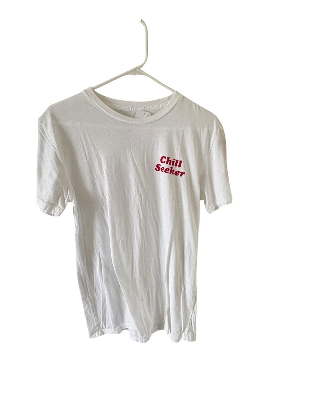 Chill Seeker Logo Graphic T-Shirt Tee Size S Soft White